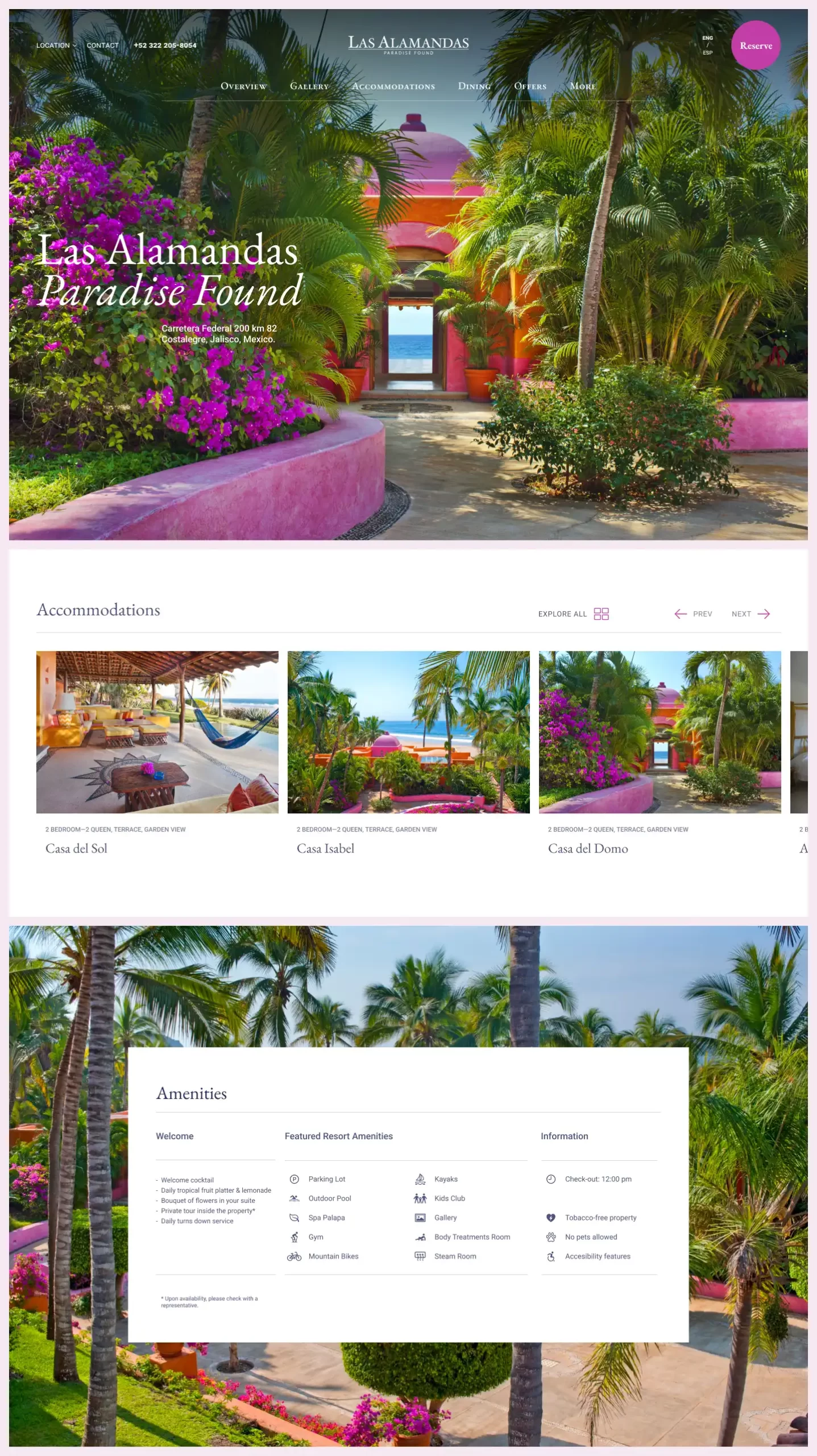 Homepage showcasing a photography-first layout with clear primary navigation and a prominent Reserve entry point.